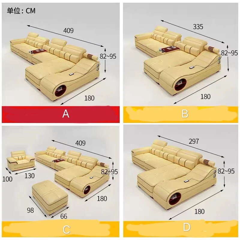 Мебель для гостиной угловой кожаный диван с массажем 7 мест Заводские