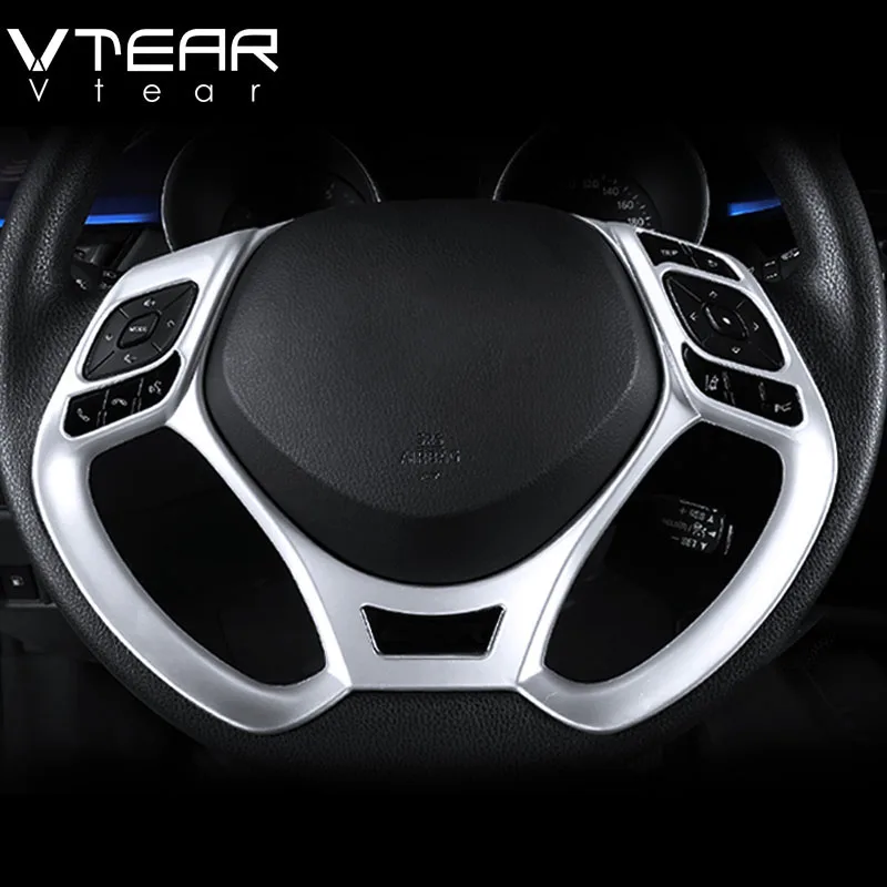 Vtear для Toyota C HR CHR 2017 2018 chrom Кнопка рулевого колеса Панель рамка Крышка отделка