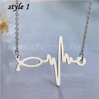 style 1 Atoztide 16 видов стилей 1 шт. Нержавеющая сталь сердце ожерелье в виде стетоскопа розовое золото/серебро с принтом Медсестры Медицинский любовь Цепочки и ожерелья подарок - Окраска металла: style 1