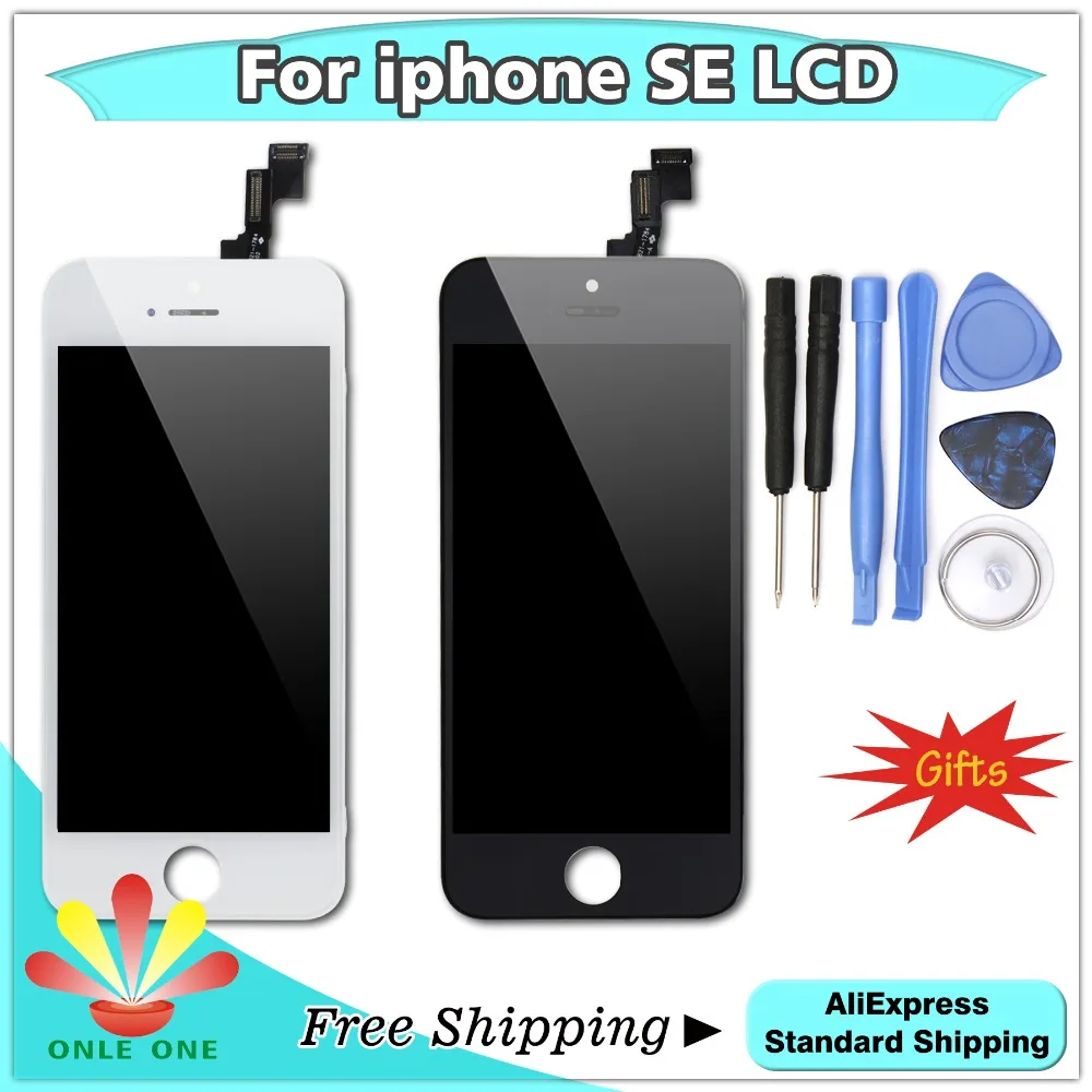 1 шт. качественный ЖК дисплей + сенсорный экран дигитайзер для iPhone 5SE SE черно белый
