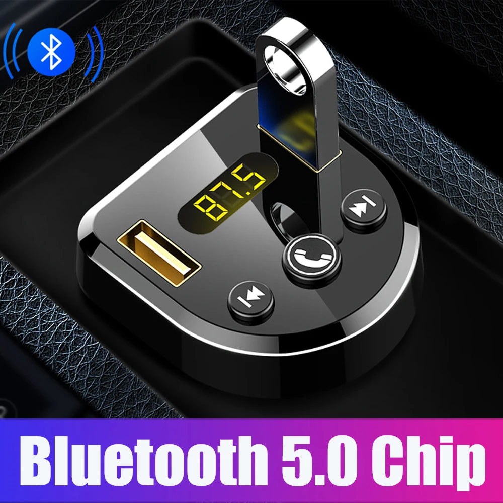 

JINSERTA Car Kit MP3 Player Handsfree Bluetooth 5.0 FM Transmitter Dual USB Car Charger Support U Disk Music Play FM modulator