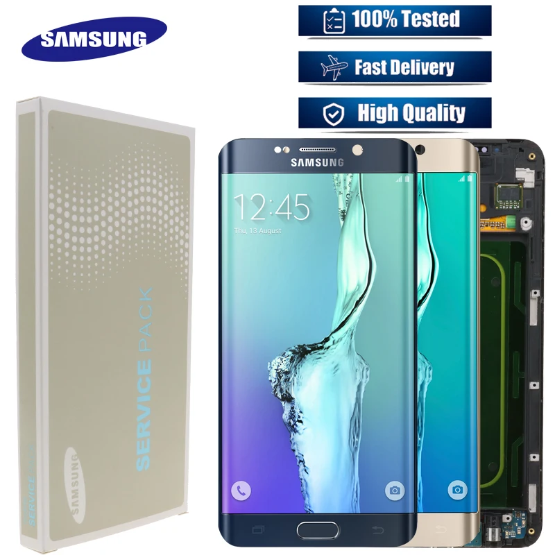 Супер AMOLED G928 lcd с рамкой для Samsung Galaxy S6 edge plus дисплей G928 G928F сенсорный экран дигитайзер сборка