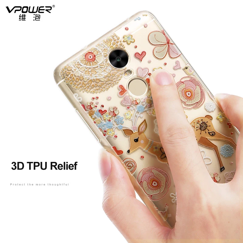 Для Xiaomi Redmi Note 4 Чехол Vpower силиконовый 3D рельефный чехол из ТПУ мягкий чехол для Xiaomi Redmi Note 4 5,5 дюйма