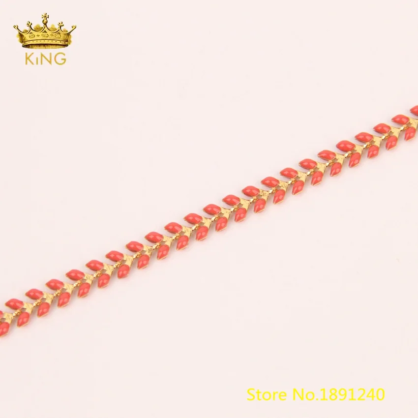 5meters Enamel Beaded Chains Findings,Enamel Chevron Chains,Fishbone Fishtail Chain,Flat Arrow Charms Rosary Necklace Bulk HX220