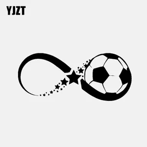 YJZT 14,6 см * 6,1 см звезда и футбольный мяч Автомобильная Наклейка Виниловая наклейка Любовь Спорт черныйсеребряный цвет