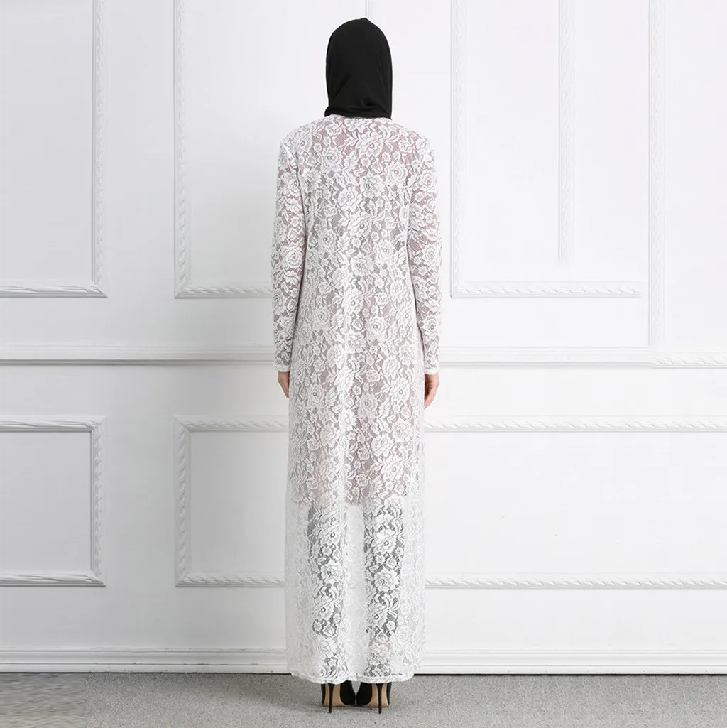 Женский Повседневный халат Musulmane Abaya кружевной кардиган с открытым верхом