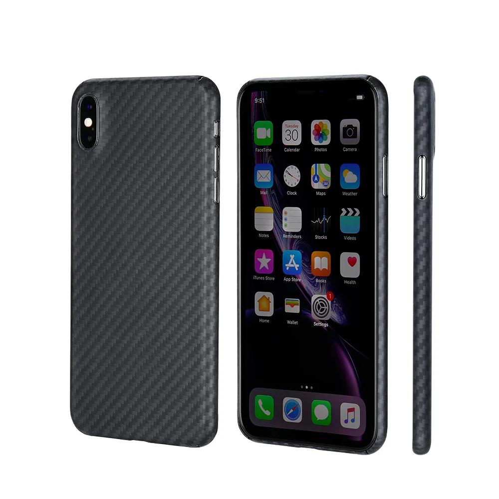 Black Настоящий бронежилет материал минималистичный чехол для iPhone XS XR чехол ультра тонкий прочный плотно прилегающий арамидное волокно для iPhone XS Max чехол - Цвет: Black
