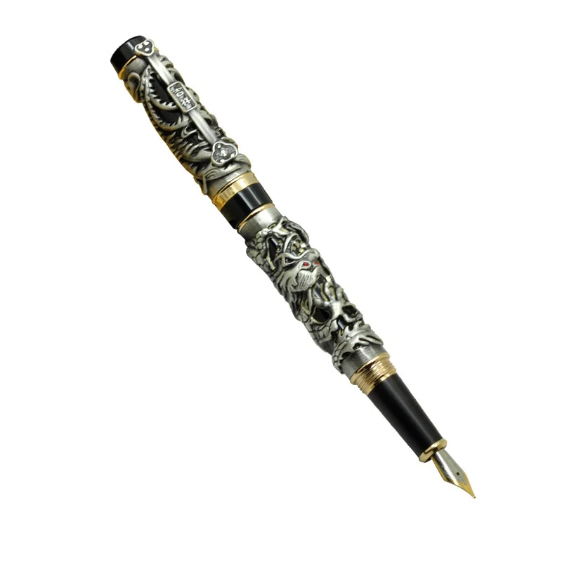 Роскошные подарочные ручки Jinhao серый и красный 3D Дракон и Феникс перьевая ручка 0,5 мм Металлические чернильные ручки офисные принадлежности - Цвет: 4
