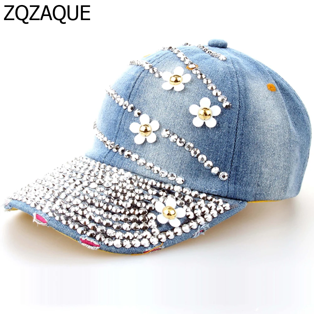2018 женские регулируемые кепки с маленькими цветами 4 шт. повседневные джинсовые 3