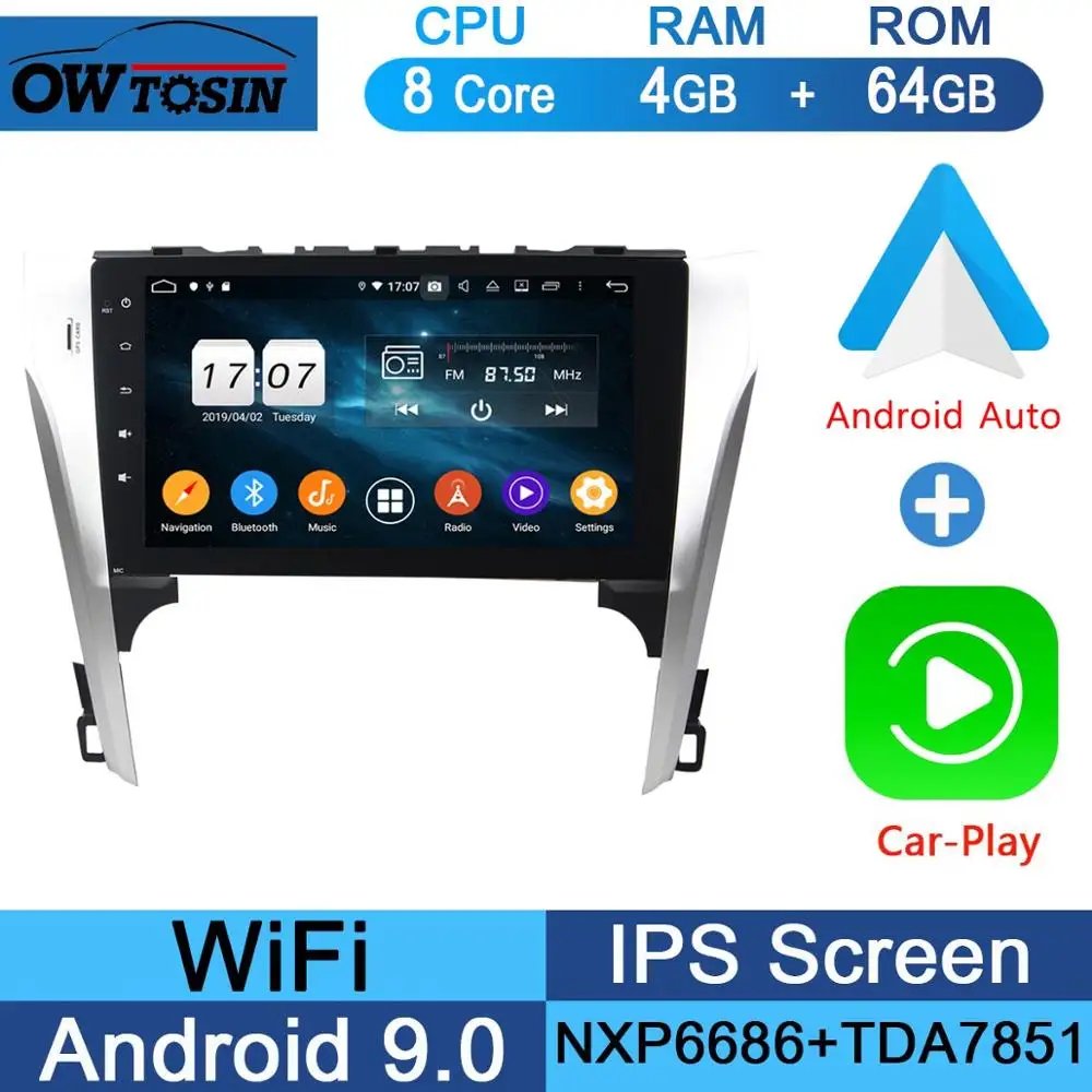 64G CarPlay Android 10," ips Восьмиядерный 4G+ 64G Android 9,0 автомобильный DVD мультимедийный плеер для Toyota Camry 2012 2013 gps компактное минирадио CarPlay Parrot BT - Цвет: 64G CarPlay Android