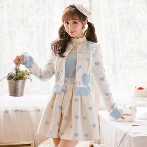 Синее пальто принцессы в стиле Лолиты, карамельные расцветки, украшение с карманами, уникальный воротник до груди, японский дизайн, C16CD6185