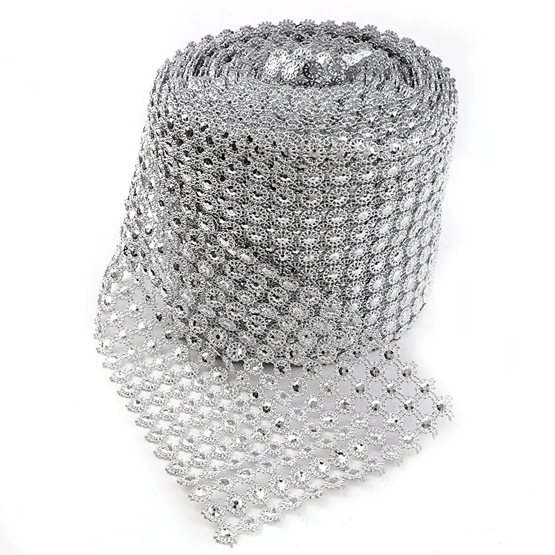 

1 Yard ABS Plastic Rhinestone Mesh Trim 12 Rows 9mm Hollow (Without Rhinestone)Silver Sew On For DIY Craft Jewelry Decor