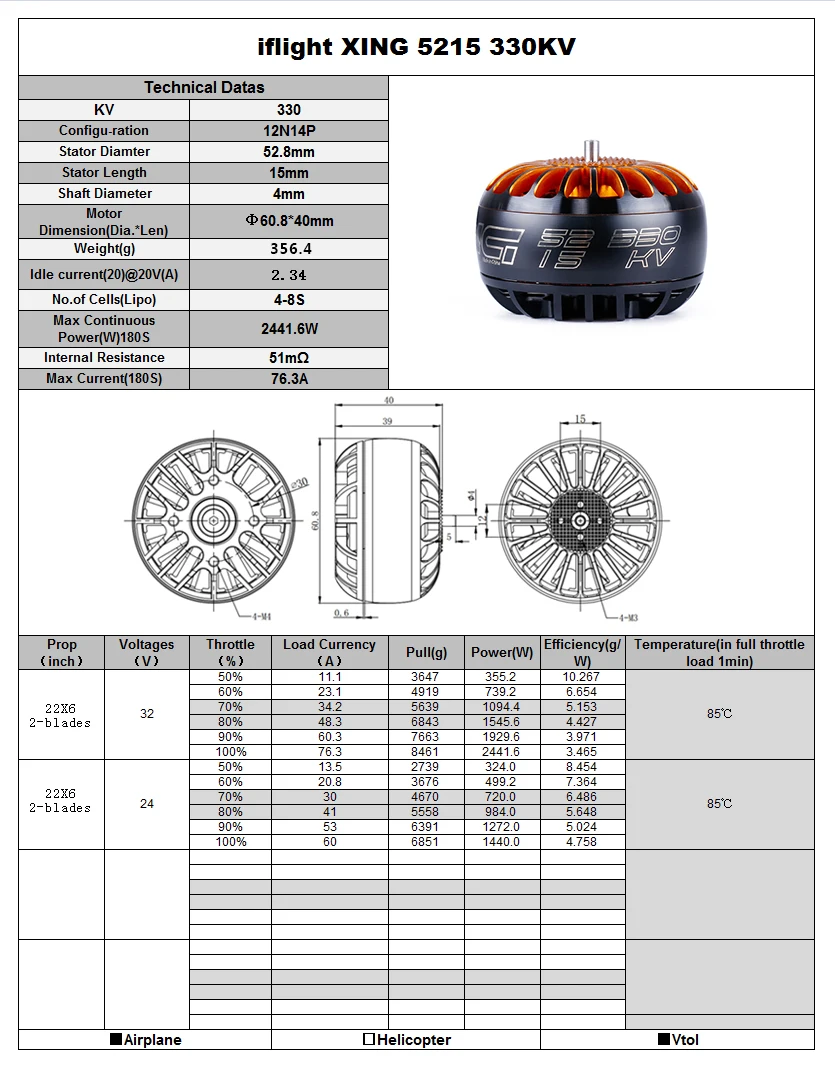 IFlight XING 5215 170KV/250KV/330KV/500KV 6 S FPV NextGen Бесколлекторный двигатель для X-Class RC Дрон FPV гоночная Длинная часть