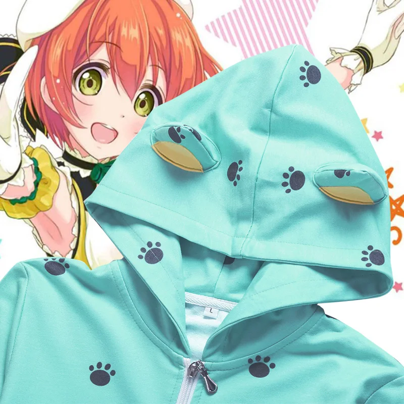 Отлично! Love live школьный дневник Idol Rin Hoshizora косплей толстовки костюм Kawaii Cat Ear