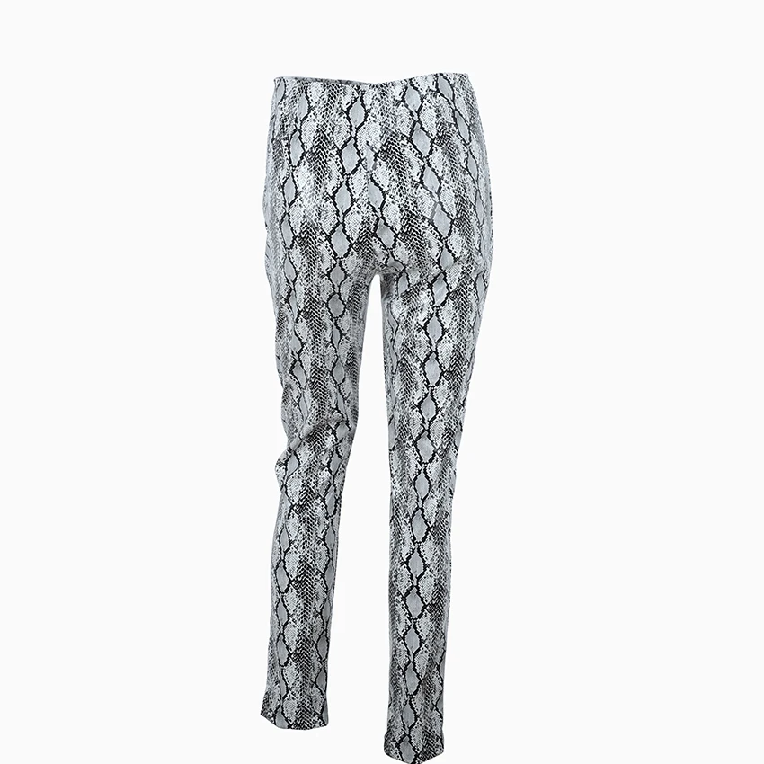 Женские узкие брюки карандаш OOTN серые из искусственной кожи на молнии со змеиным