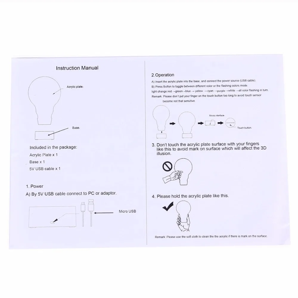 3D светодиодный ночник сенсорный выключатель настольная лампа стороны Уход за