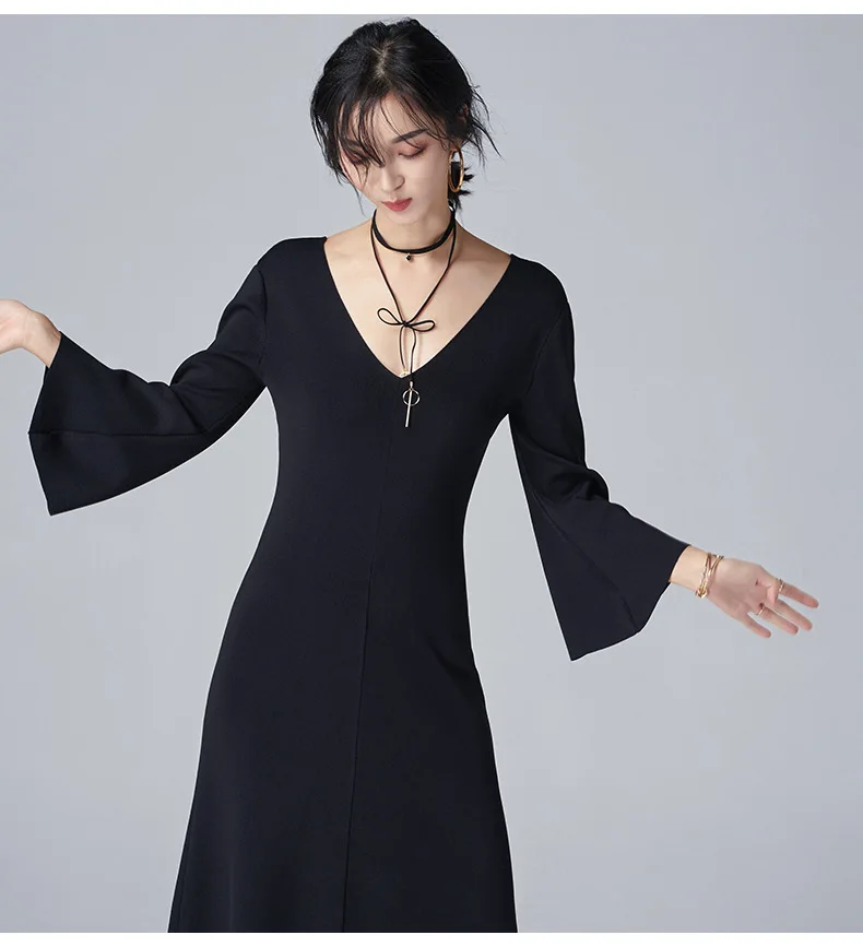 Cakucool вязаное платье Для женщин Весна v образным вырезом пикантные Vestido Корея