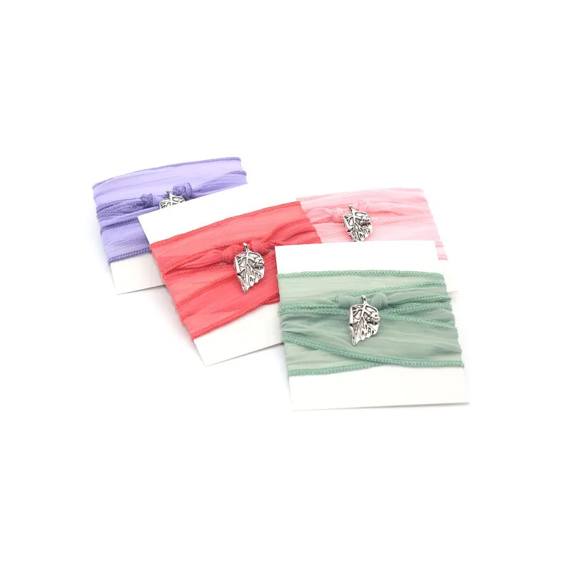 10 цветов новые элегантные шелковые браслеты с лентами и подвесками в виде