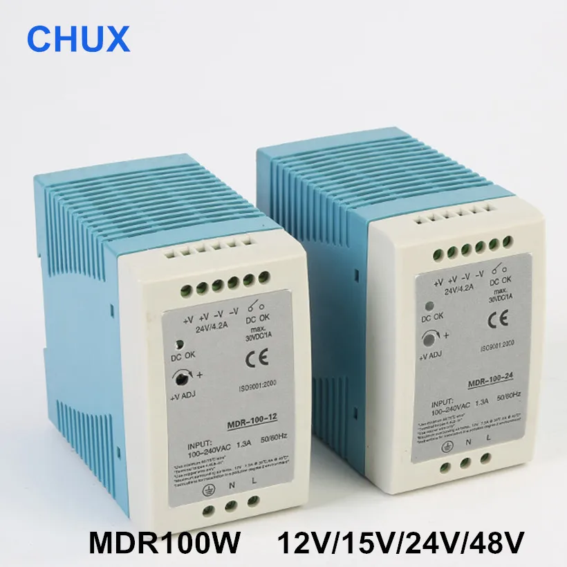 Din-рейка импульсный источник питания 100 Вт 12В 15В 24В 48В DC Выход MDR-100W PSU |