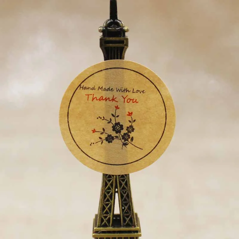 100 шт цветок белые наклейки этикетки спасибо клейкие из крафт-бумаги для