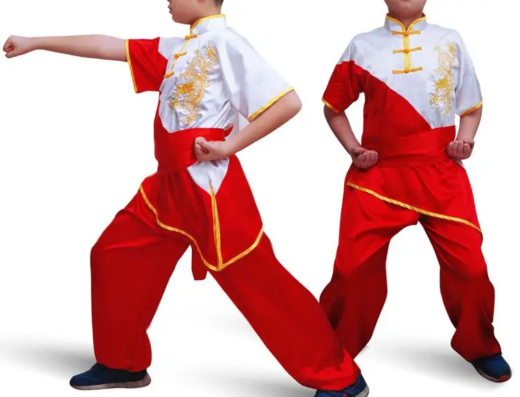 Костюм с коротким рукавом и вышивкой в виде дракона 3 цвета|taiji clothing|tai chikungfu uniform |