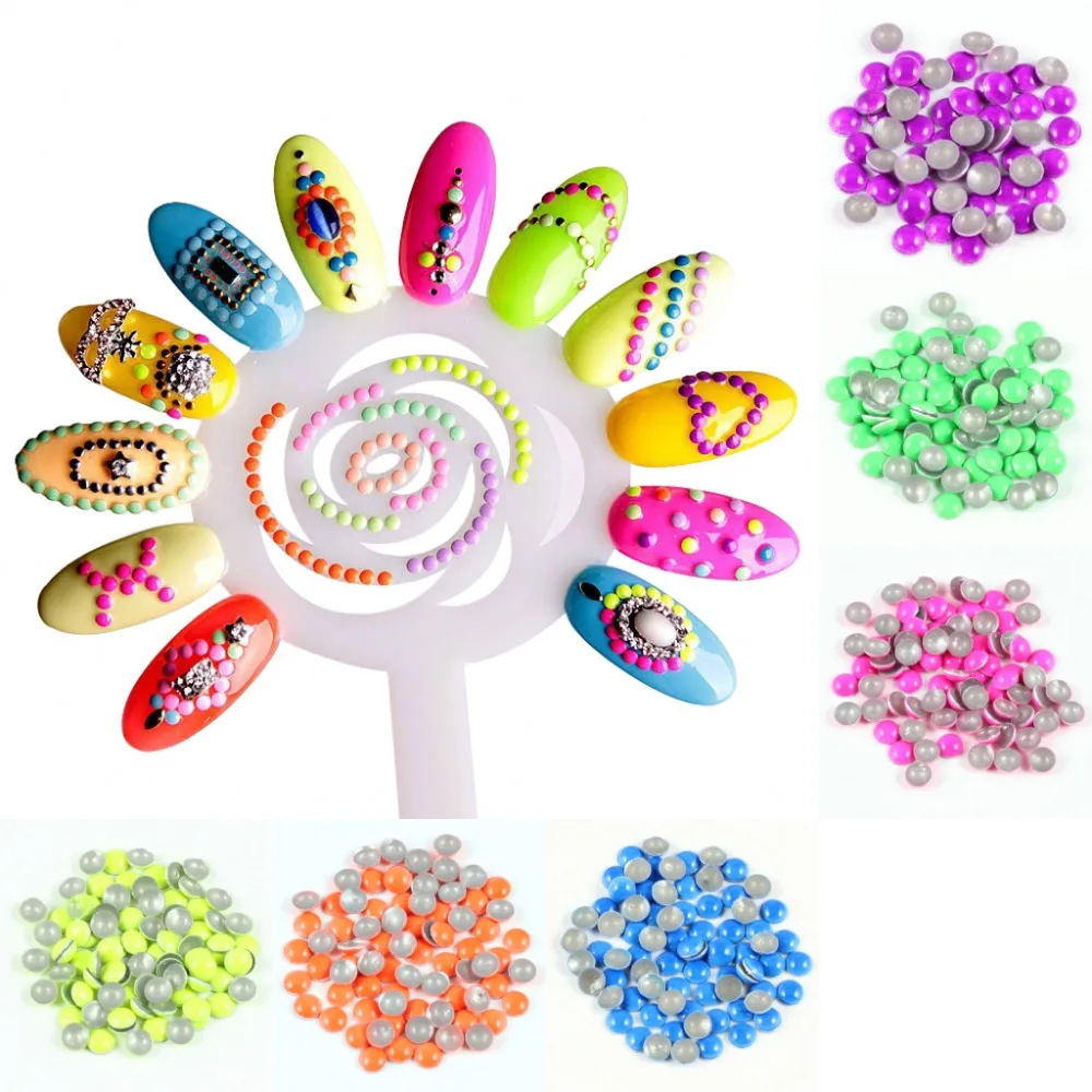 Blueness 600 шт./упак. круглые цвета драгоценные камни для ногтей аксессуары 3D