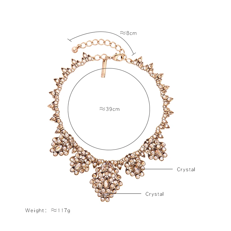 Женское Ожерелье с кристаллами цвета шампанского золотого цвета|crystal necklace|statement