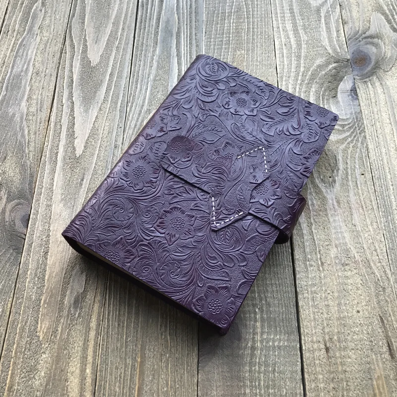 purple A5 натуральная кожа дневник на спирали толстый Винтаж воловья кожа планировщик альбом для набросков ручной работы - Цвет: purple