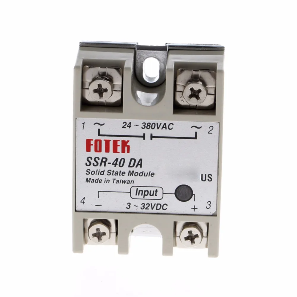 24V-380V 40A 250V SSR-40 DA твердотельные реле Модуль 3-32 В постоянного тока в переменный ток