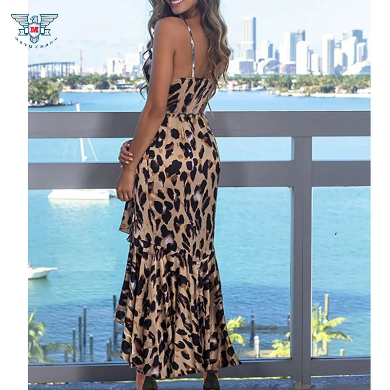 Womens Elegant Dresses Sexy Bodycon Dress Robe Longue Leopard Print Night Party Vestidos Summer Clothes For Women Jurken | Женская