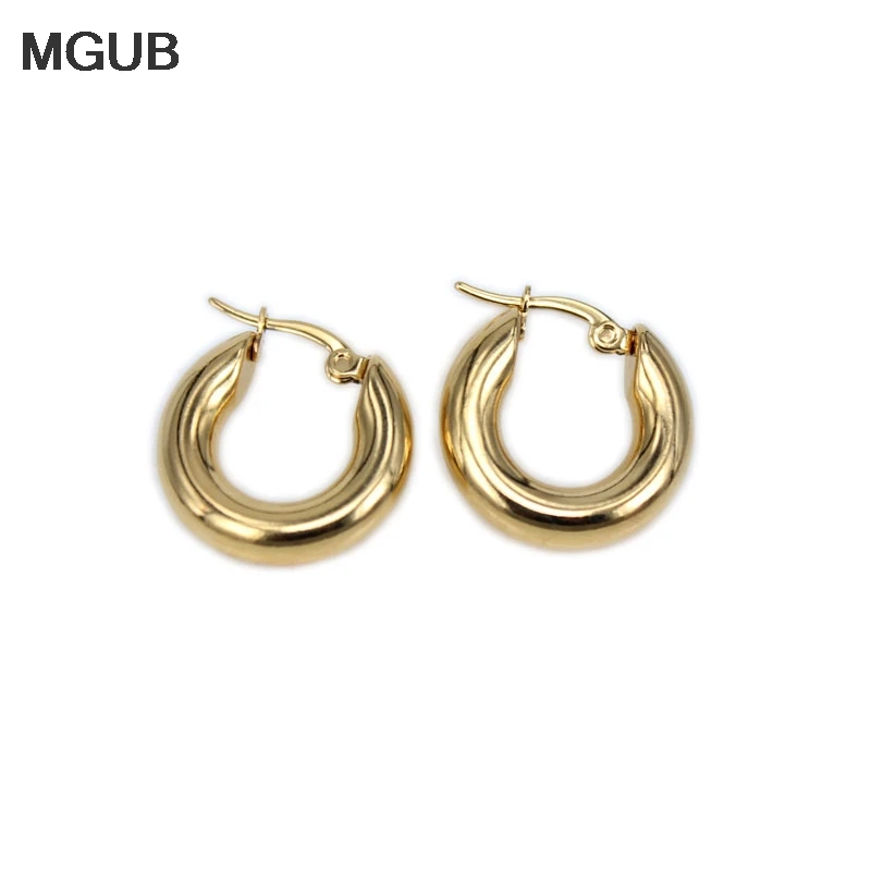 

MGUB New 2 color classic 316L stainless steel popular earrings solid weight smooth 20-30mm earrings fine polished smooth LH327