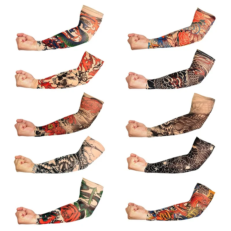 1PC Cycling Sports Tattoo Sleeves Cool Arm Sleeves Cycling Running Arm Warmer Sport Elastic Oversleeve Arm Warmers