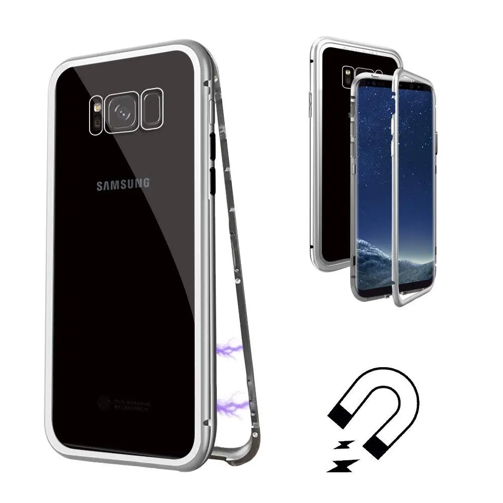 360 магнитный металлический чехол для samsung Galaxy C7 Pro C9 из закаленного стекла с