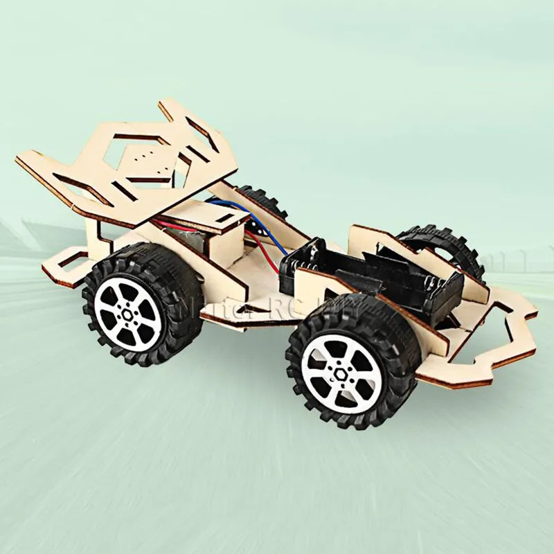 

Wooden Racing Car Four-wheeled Vehicle DIY Science Education Toys Puzzle Toy Car Children's Toy Gift