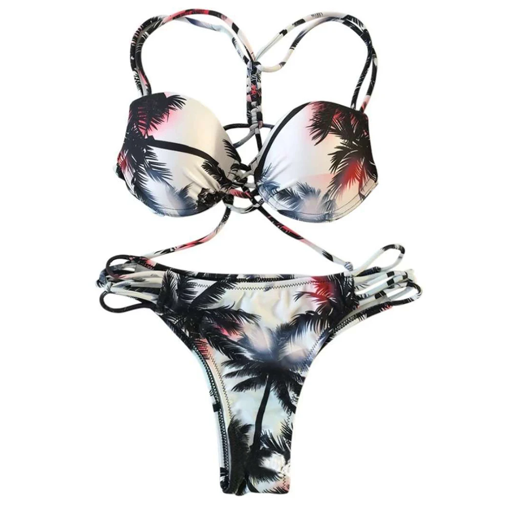 Сексуальное бикини 2019 женский купальник с принтом кокосовое дерево стринги