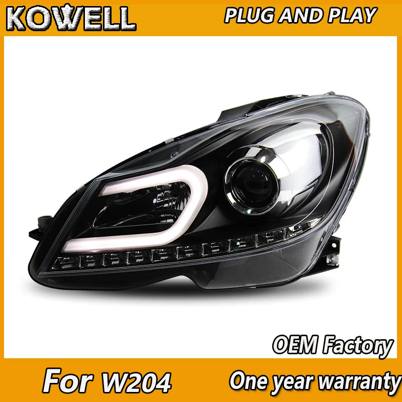 KOWELL стайлинга автомобилей светодиодный налобный фонарь для Benz W204 фары 2011-2014 C180 C200
