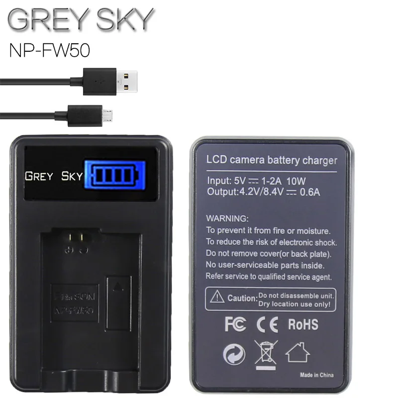 1 charger 2 шт. 2000 мА/ч, NP-FW50 NP FW50 Батарея+ ЖК-дисплей Зарядное устройство для sony NEX-7 NEX-5N NEX-5R NEX-F3 NEX-3D Alpha a5000 a6000 L10 - Цвет: 1 charger
