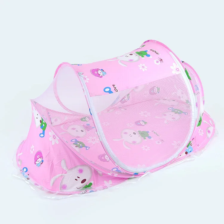 Pink Rabbit Детские Москитная колыбель с защитой от насекомых чистая 3 шт./компл. включают москитная сетка подушки, матрас детское постельное белье сетки кроватки сетки Портативный складной - Цвет: Pink Rabbit