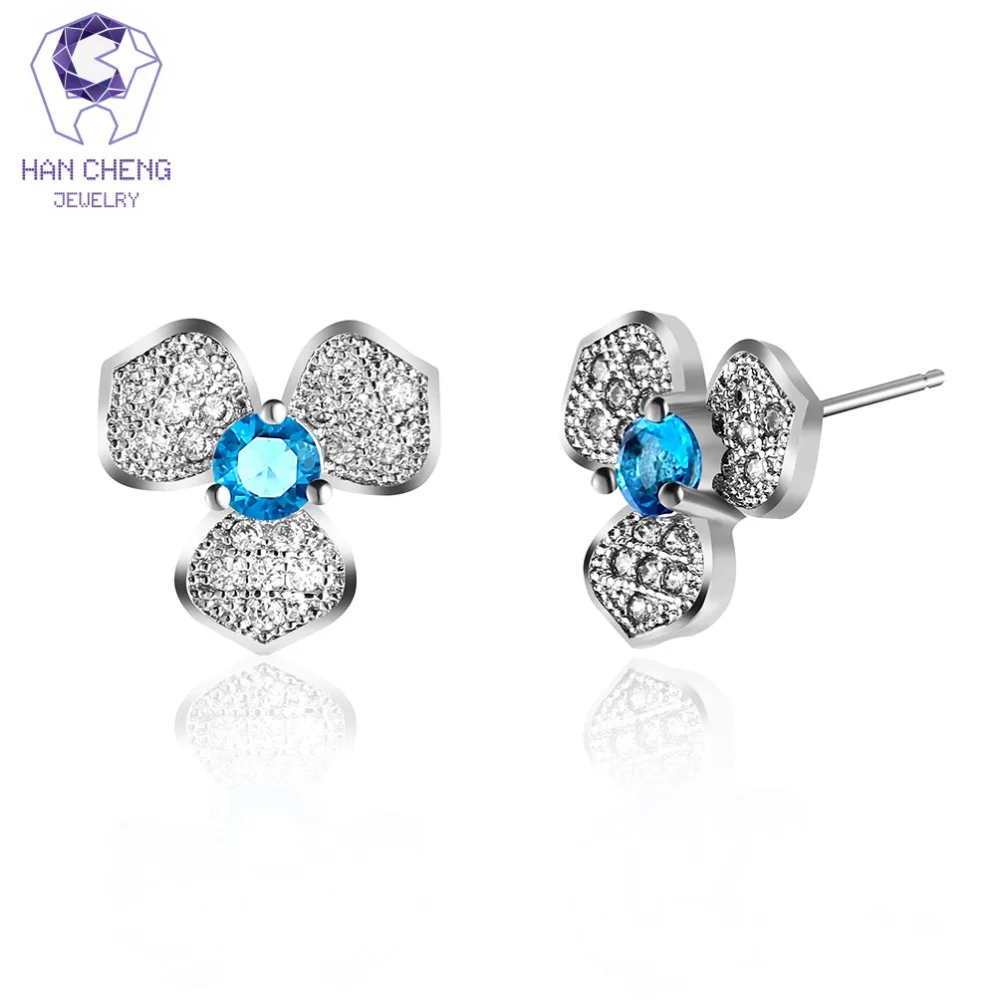 Женские серьги-пусеты HanCheng с серебристым покрытием и стразами из циркония |