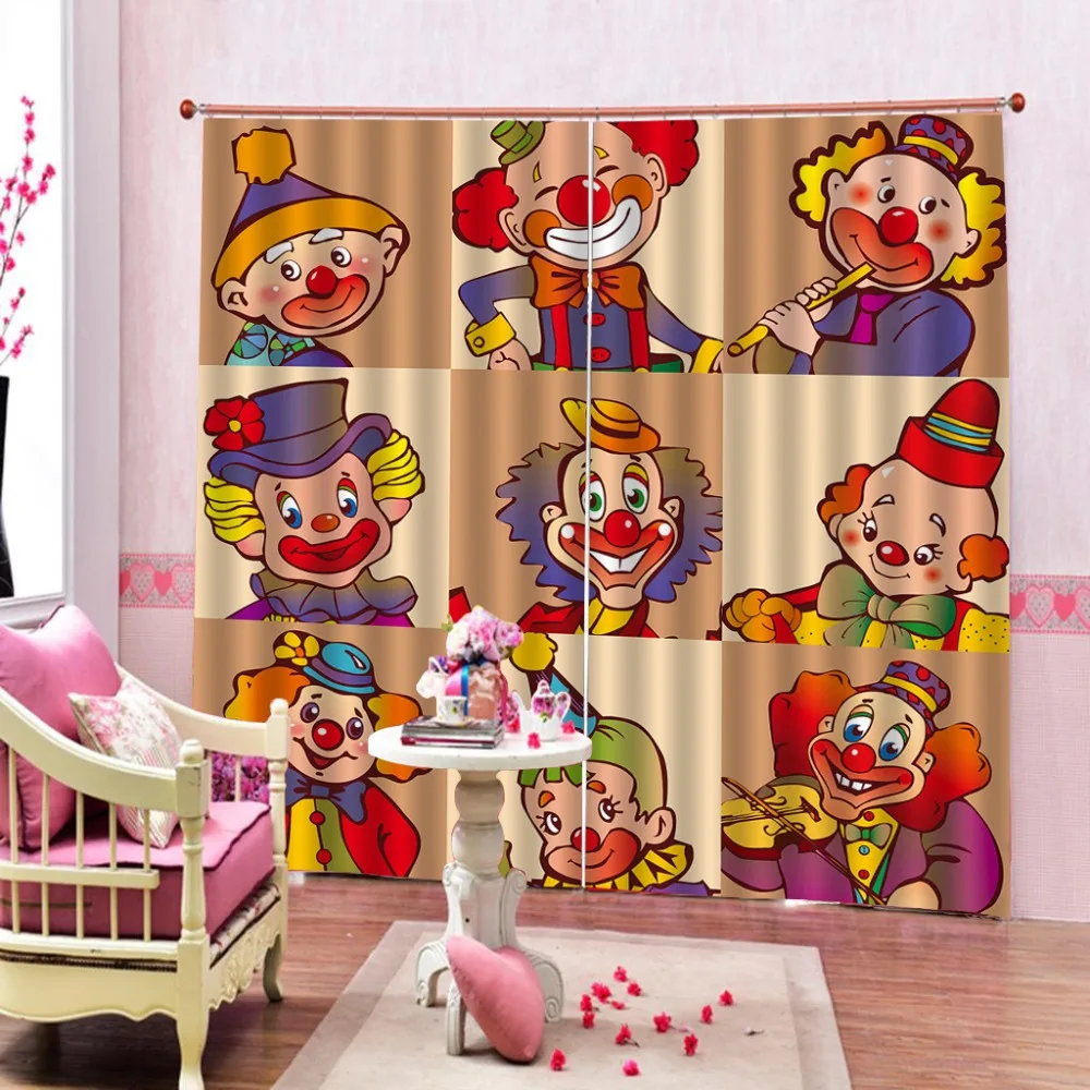 3d занавески с изображением клоуна на заказ шторы для спальни кухни современных
