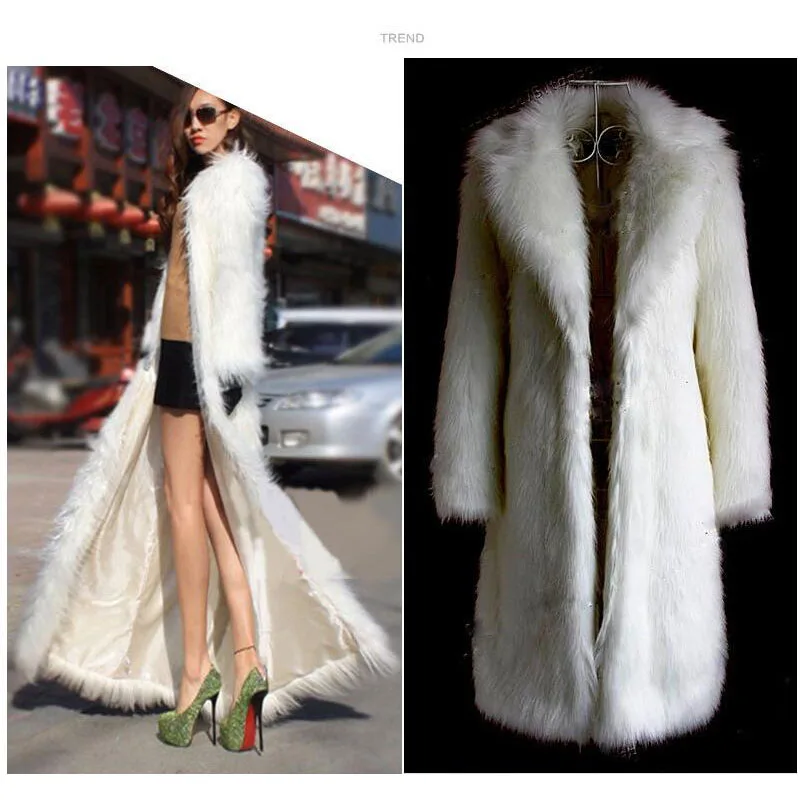 

Women's Fur Coat Windbreaker Winter Warm White Red Imitation Fox Fur Long Section V-collar Young Lady 2019 New Comfort AA-326