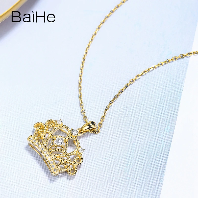 BAIHE однотонное 14K желтое золото H/SI натуральные бриллианты модные свадебные
