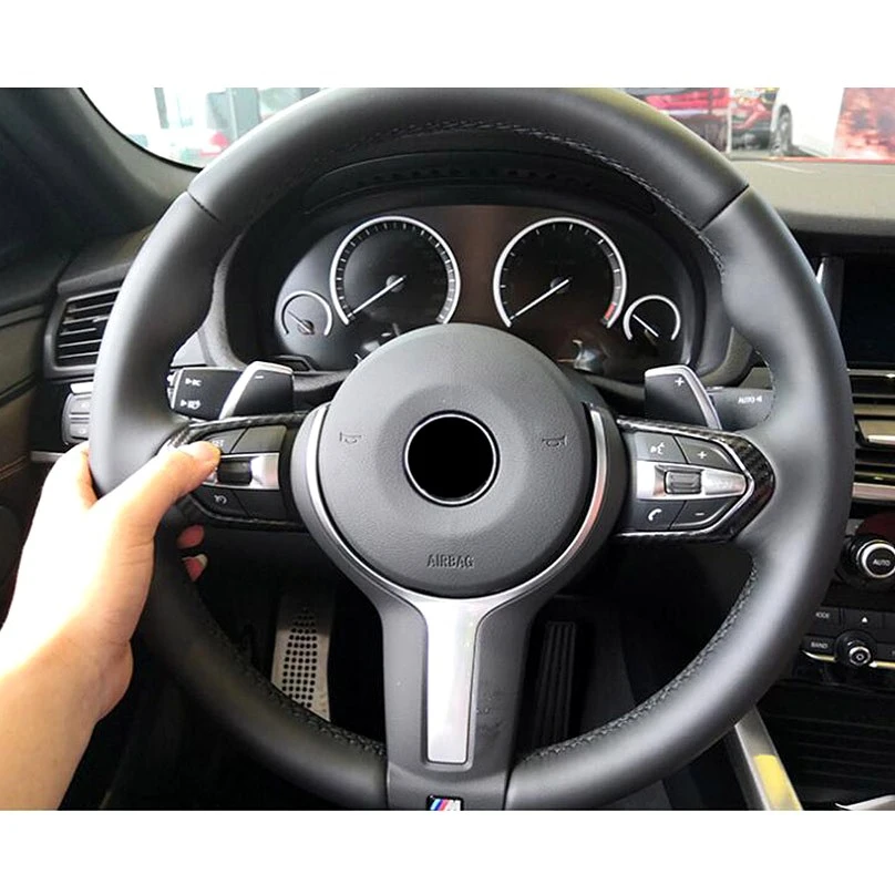Одна пара декоративная рамка рулевого колеса из углеродного волокна для BMW M3 M4 M5