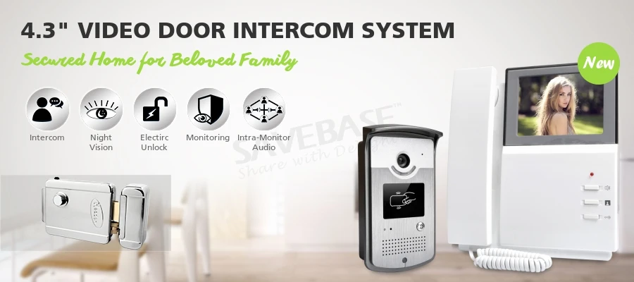 HOMSECUR 4,3 дюймов проводной видео дверной вход телефонная система вызова с брелками разблокировка камера+ электрический замок