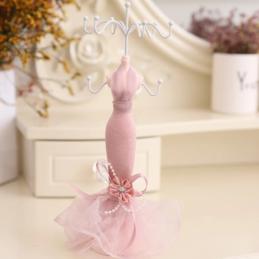 Cute Lady Evening Dress Gown Earring Necklace Jewelry Hanging Holder Stand Anklet Ring Rack Jewelry Organizer Packaging
