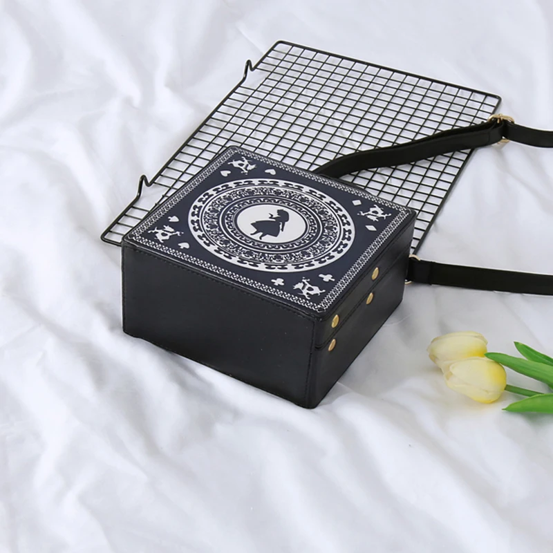 Контраст коробка с принтами сумка из искусственной кожи Женский мешок плечевым