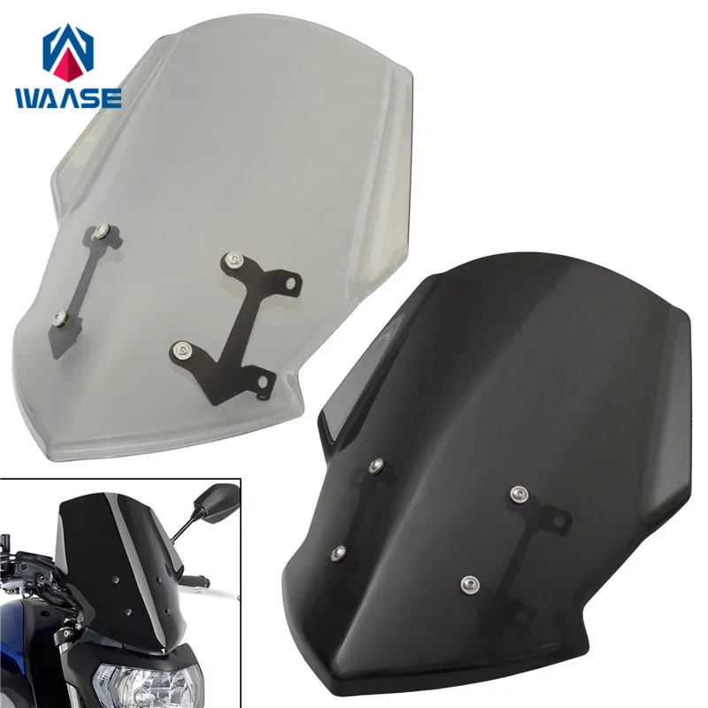 

waase Motorcycle Windscreen Windshield Shield Screen With Bracket For Yamaha MT-07 FZ-07 FZ07 MT07 2018 2019