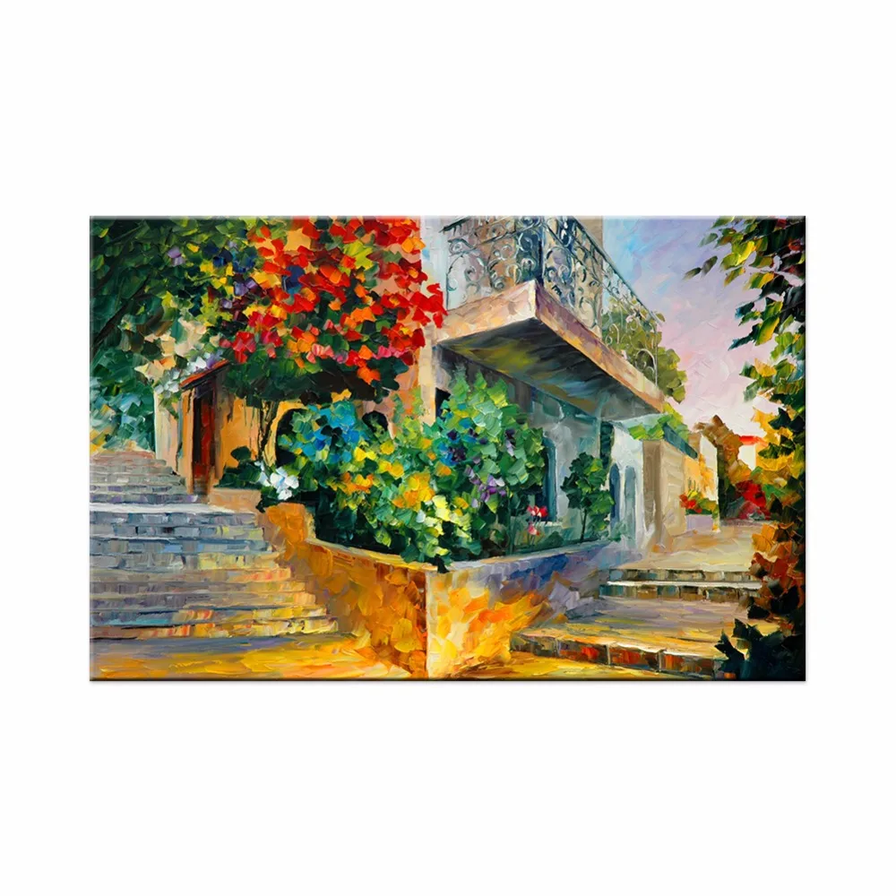 Романтический город печати живописный пейзажный на холсте стены искусства