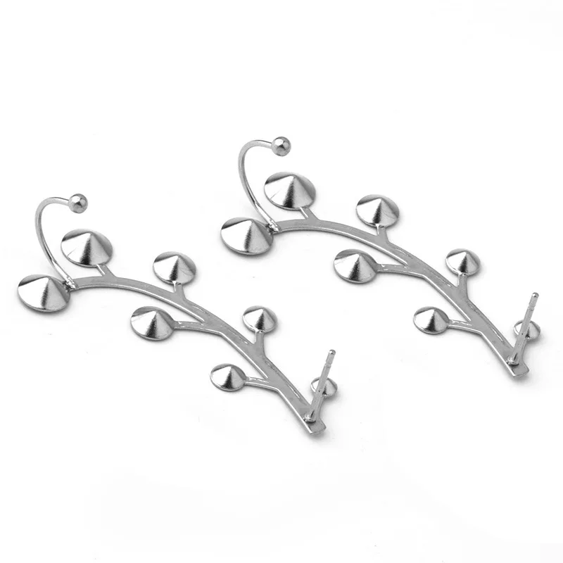 Stainless Steel Earrings Post Base Leaf Style Settings 7 Bezels XIRIUS Chaton Pointed Back Blanks Clips DIY Findings | Украшения и