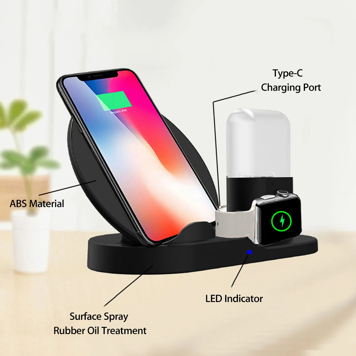 Беспроводная зарядная док станция Qi 3 в 1 10 Вт быстрая зарядка для Apple Watch 2 4 iPhone XR X